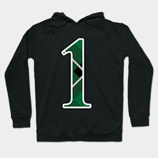 1 Sports Jersey Number Green Black Flannel Hoodie